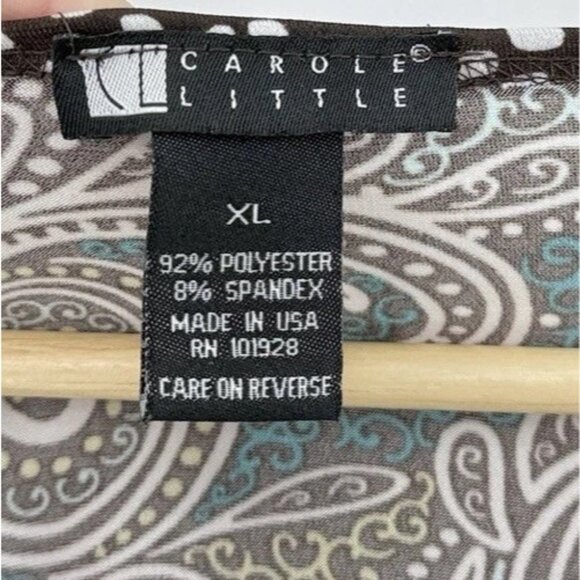 Carole Little Paisley Flared Slv‎ Liquid Knit Tie Back Blouse XL Boho Preppy Y2K - Picture 5 of 9